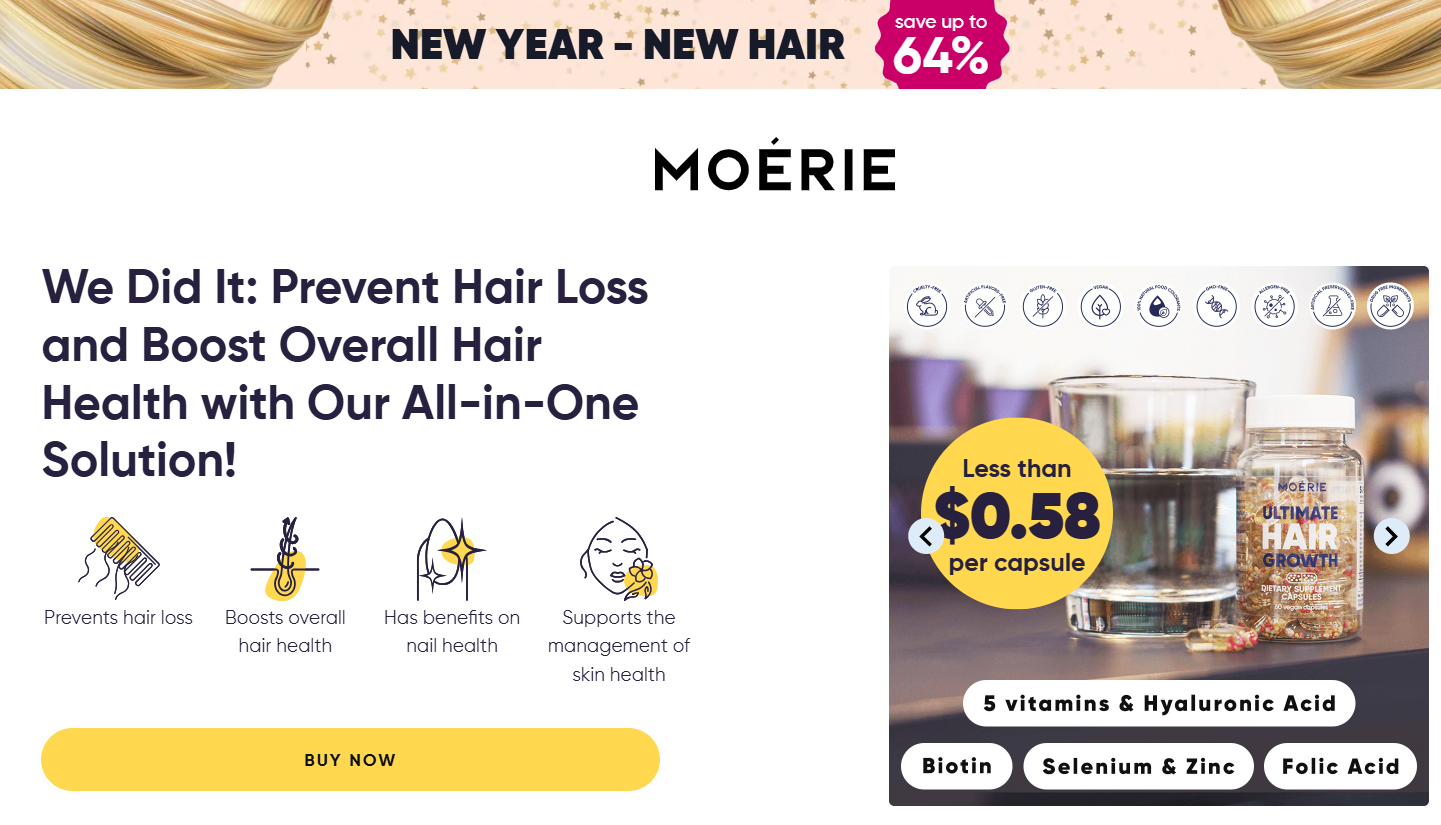 Moerie Haircare Pills Ultimate Hair Growth Prevent Hair Loss and Boost Overall Hair Health with Our All-in-One Solution!